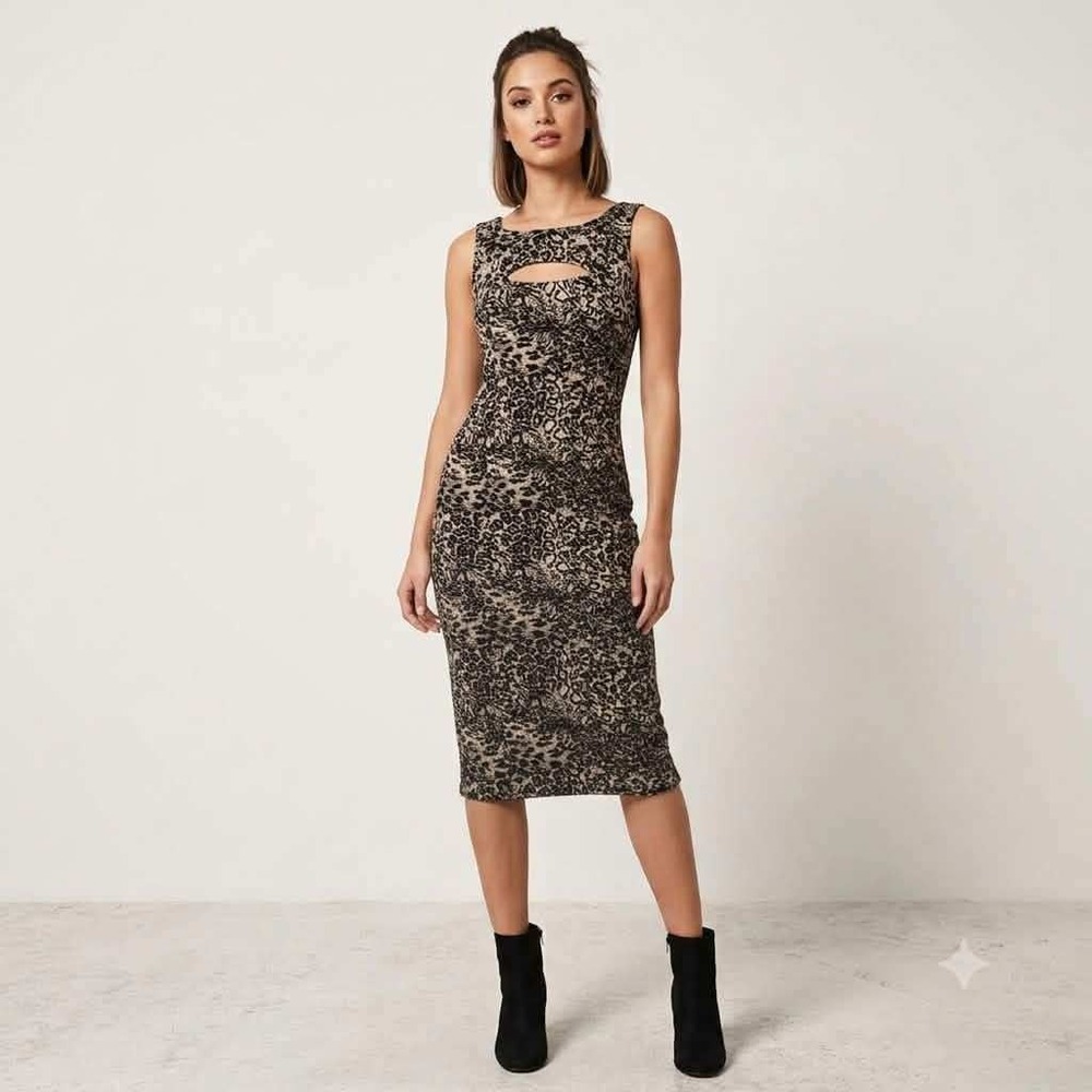 Betsey Johnson Collection Animal Print Keyhole Mini Dress S Made USA Y2K